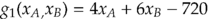 $g_1[x_A_, x_B] = 4x_A + 6x_B - 720$